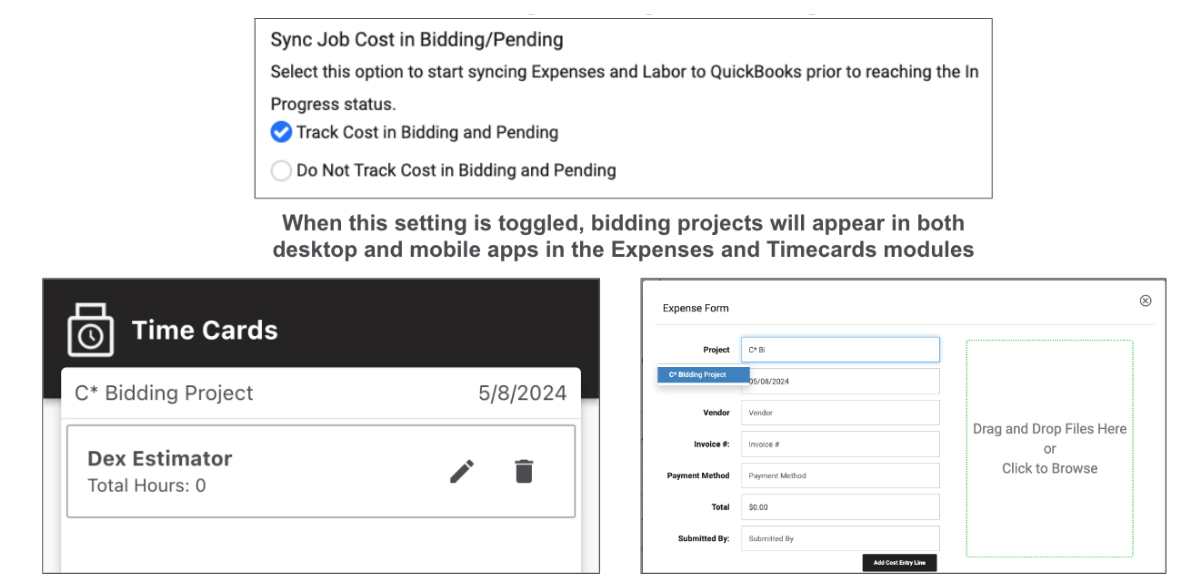 QuickBooks integrations available during preconstruction